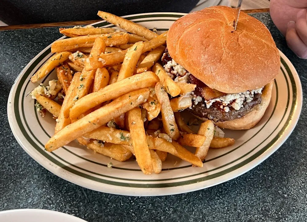 Chipotle Blue Burger with Garlic Fries