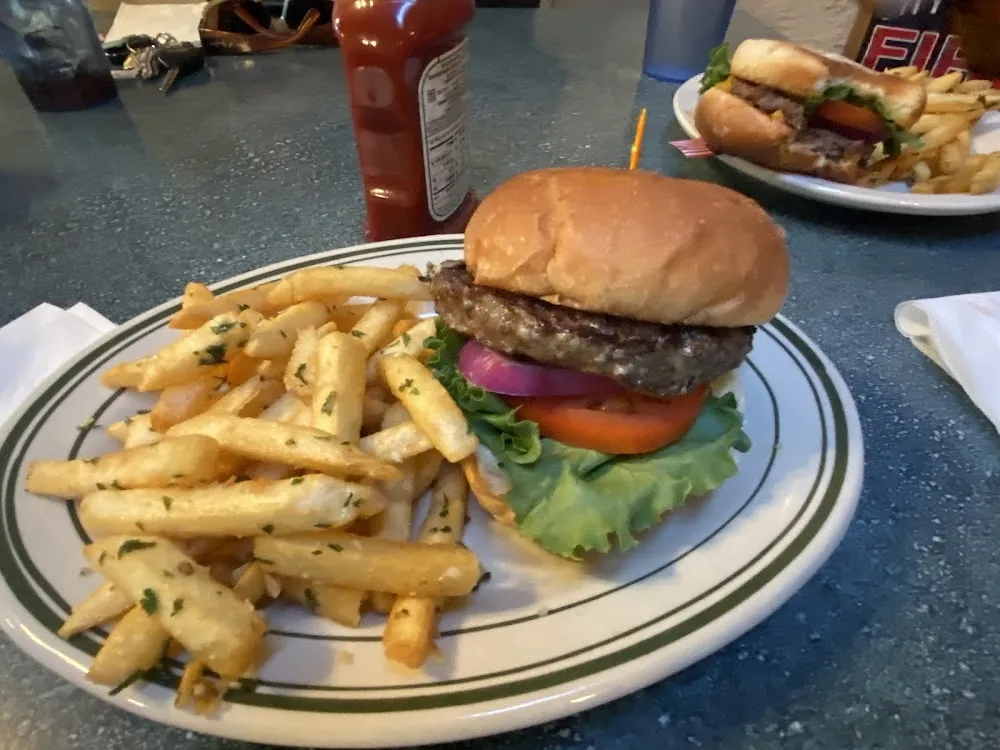 Hamburger & Garlic Fries